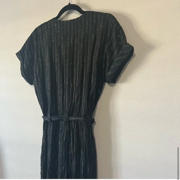 Free People Black Lurex Gold Pinstripe Jumpsuit - Picture 12 of 15